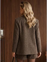 Dámske sako s kockovaným vzorom, hnedé, FashionStreet PY0155 Dámske sako s kockovaným vzorom, hnedé, FashionStreet PY0155