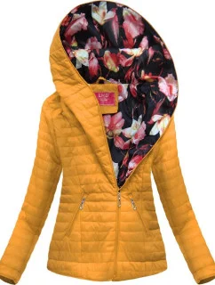 Žltá bunda s asymetrickým zipsom (DL015)