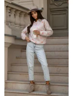 Oranžová dámska bavlnená mikina s bodkami (784)