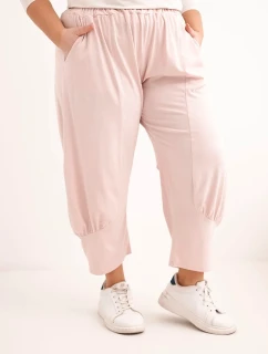 Dámske plus veľkosť nohavice s nízkym sedom a elastickým pásom Dark Powder Pink