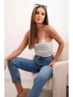 Dámske pruhované tielko šedé