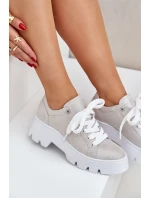 Sneakersy Buty Sportowe Na Platformie CheBello 4632 Srebrne