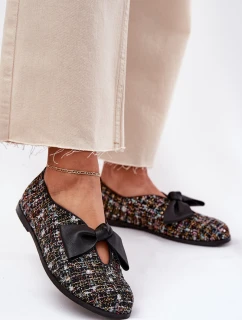 Skórzane Baleriny Z Kokardą Laura Messi 2921 Czarne