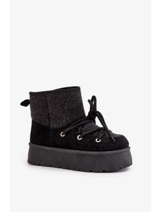 Snehové topánky s viazaním na platforme čierne Mavora Snehové topánky s viazaním na platforme čierne Mavora