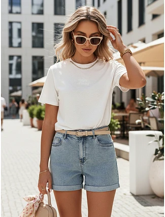 Dámske bavlnené základné tričko JASIL white FashionStreet RY2532