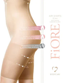 Fiore Airy Shorts 20 DEN antichafing Bermudy farba:nude