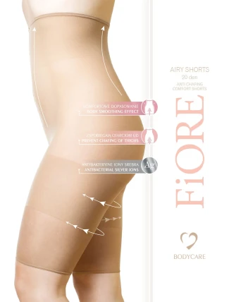 Fiore Airy Shorts 20 DEN antichafing Bermudy farba:nude