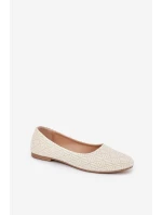 Baleriny Damskie Płaskie Z Brokatem Złote Tatorelis