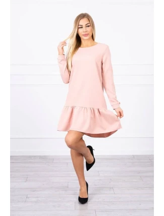 Šaty s volánom tmavo púdrovo ružové