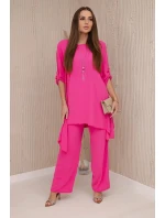 Súprava blúzka + nohavice s príveskom ružová