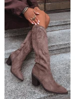 Kozaki Kowbojki Damskie Na Słupku Z Eko Zamszu Khaki Coretta