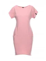 B050 Midi šaty s vreckami vo šve - púdrové