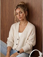 Dámsky voľný kardigán na gombíky, svetlo béžový, FashionStreet MY2575
