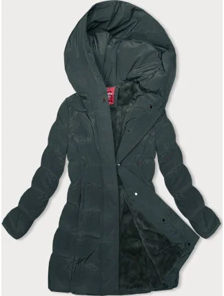 Zimná bunda s kapucňou tmavozelená (2M-023)