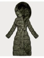 Minoritská khaki obojstranná zimná bunda s kožušinou (P3-6020-22)