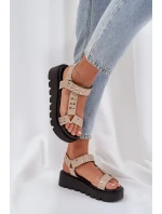 Zdobione Sandały Na Platformie Beżowe Tatellia