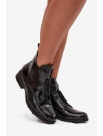 Lakierowane Ocieplane Botki Damskie Z Ozdobnym Detalem S.Barski HY52-525 Czarne