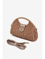 Pletená Malá Kabelka s Odnímatelným Páskem Hnědo-Zlatá Delphine