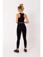 Rebrované pletené legíny M734 čierne - Moe