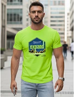 Pánske bavlnené tričko s potlačou EXPAND limetkovo zelené FashionStreet NX5004R Pánske bavlnené tričko s potlačou EXPAND limetkovo zelené FashionStreet NX5004R