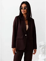Elegantný dámsky kostým – sako a nohavice, hnedý, FashionStreet AY1245 Elegantný dámsky kostým – sako a nohavice, hnedý, FashionStreet AY1245