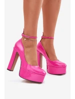 Lakierowane Czółenka Na Wysokim Słupku I Platformie Różowe Nianka