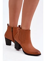 Dámske zateplené čižmy na podpätku Medicine RW16-OBD428-80X Camel