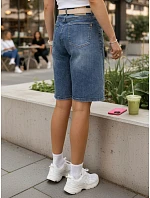 Dámske džínsové bermudy s opaskom modré FashionStreet SY0545 Dámske džínsové bermudy s opaskom modré FashionStreet SY0545