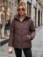 Dámska zimná prešívaná bunda s kapucňou, hnedá, FashionStreet TY5754