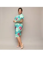 Zeleno-fuchsiové skladané kvetinové šaty po kolená pre ženy (742) Zeleno-fuchsiové skladané kvetinové šaty po kolená pre ženy (742)