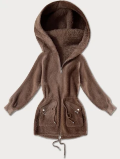 Hnedá bunda z alpaky s vreckami (W010#)