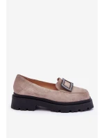 Wygodne Zamszowe Mokasyny Beżowe Agathe