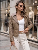 Dámska kožená bunda v štýle Ramones v béžovej farbe FashionStreet TY5712 Dámska kožená bunda v štýle Ramones v béžovej farbe FashionStreet TY5712