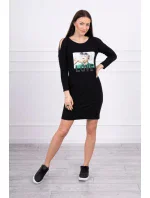 Šaty s potlačou lásky čiernej