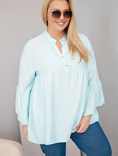 Dámska blúzka z viskózy s volánovými rukávmi a véčkovým výstrihom Mint