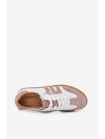 Skórzane Sneakersy Damskie Vinceza 79557 Biało-Beżowe