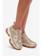 Buty Sportowe Sneakersy Damskie Big Star SS274014 HI-POLY SYSTEM Beżowo-Złote