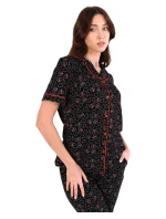 Dámske pyžamo 180/162 čierne so srdiečkami - Karol Dámske pyžamo 180/162 čierne so srdiečkami - Karol