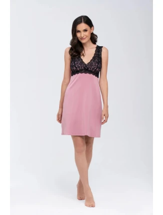 Dámska nočná košeľa Larisa Powder Pink with Black - Babella