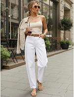 Dámske džínsy s opaskom UY2930 biele - FashionStreet