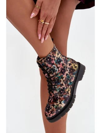 Botki Damskie Ocieplane W Kwiaty Artiker 57C1050 Multikolor