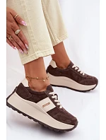 Dámské tenisky na platformě z přírodní semiše čokoládové Rosinae