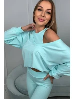 3dielny set mikina + top + legíny mint