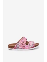 Klapki Damskie Z Klamrami I Brokatem S.Barski RB51-006 Różowe