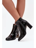 Lakované kozačky na podpatku s páskem černé Dorelia