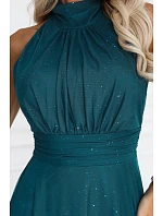 636-4 VERONICA – luxusné dlhé šaty s brokátovým detailom a elegantným strihom – zelené 636-4 VERONICA – luxusné dlhé šaty s brokátovým detailom a elegantným strihom – zelené