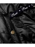 Čierna krátka dámska bunda so stojačikom (B8122-1)