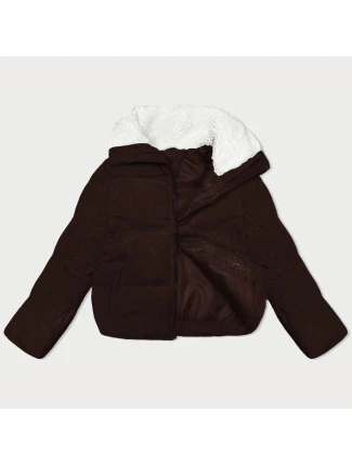 Dámska manšestrová bunda s vysokým stojačikom J Style chocolate (5M3230-158)