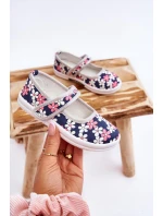 Dziecięce Baleriny W Kwiatuszki Granatowo-Szare Noah