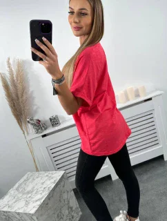 Bavlnená blúzka s vreckom malinová